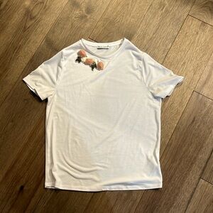 ZARA | white embellished tee, size small